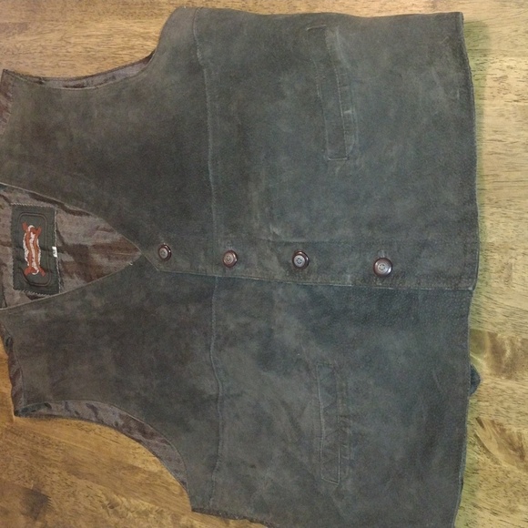 Vintage 100% Sweded Leather Vest Western Excelled Leather International M - Picture 3 of 8